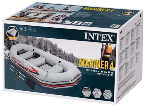 Човен надувний Intex 68376 «Mariner 4 Set» (145*328 см, моторно-гребний, чотиримісний, чотирикамерний, весла, насос, надувне дно, до 500 кг.) фото 8