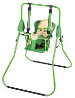 Гойдалка підлогова "Алінка" 4839 зелений каркас, зелена матерія, жовтий гномик