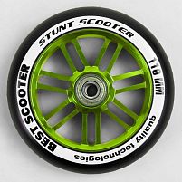 Колесо Best Scooter WH - 7402/110 (для трюкового самоката, ціна за 1 штуку, PU Ø110 мм, підшипник ABEC-9, колір зелений)