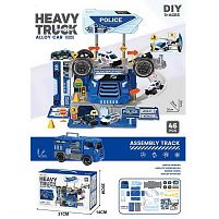 Трек 6664 "Поліція", 2в1, вантажівка+трек, 46 елементів, металопластикова машинка, пластикові колеса, в коробці