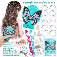 Набір прикрас SP 39-2 A інструмент для створення зачісок, стрази, резинки, 2 пасма, заколки, в коробці