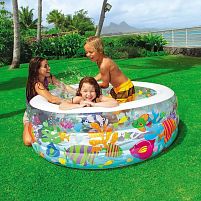 Дитячий надувний басейн Intex 58480 «Акваріум» (Ø152 см, ↑56 см, об'єм: 360 л, надувне дно, серія: Swim Center)