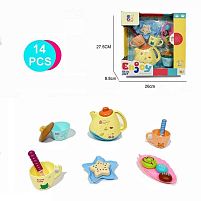 Набір посуду ABS 686-27 14 елементів, чайник, чашки, муляжі солодощів, в коробці