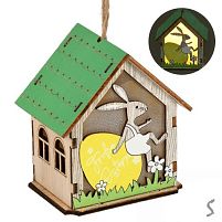 Лампа-ліхтар з підсвіткою великодній "Easter Bunny House" 8см (3 батарейки LR1130 входять у компл.) Stenson R33819