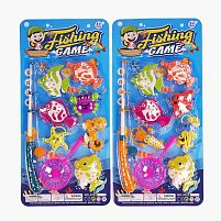 Риболовля 2025-3 2 види, на гачках, магнітна, 7 рибок, 1 вудка, сачок, на листі