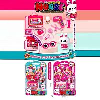 Набір лікаря A 6664 2 види, валіза: 17х7.5х13 см, стетоскоп, термометр, окуляри, ножиці, таблетки, мензурки, пляшечка з ліками, маска, бейдж, н