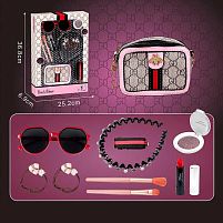 Набір аксесуарів A2 Штрих=0184 сумочка, окуляри, помада, резинка та обруч для волосся, румяна, пензлики, в коробці