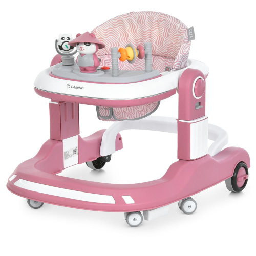 Ходунки дитячі El Camino ME 1200 Pink (колеса: 6 шт, стопори: музика, світло, кермо, рухомі детал, бежевий)