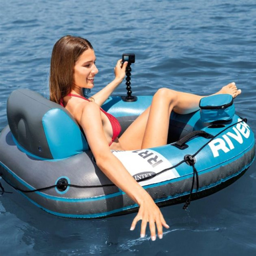 Крісло-коло надувне для плавання Intex 56843 «Run Pro» (132*140 см, підсклянник, спинка, тримач для тел., ручки, трос, сітка на дні, 10+, до 100 кг) фото 9