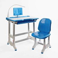 Парта шкільна Bambi L-70106 (49*70*75 см, регульована висота і кут нахилу стільниці, стілець, полиця під столом, лампа)