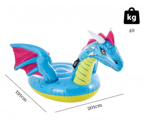 Плотик дитячий надувний для плавання Intex 57563 «Дракон» (191*201 см, ручки, вік 3+, до 40 кг) фото 4