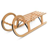 Санки дитячі Bambi JSXQ-21F (36,5*39*101,5 см, пласкі полози із пластиковими накладками, сидіння дерево, спинка ↑15,5 см, до 30 кг)