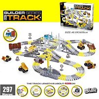 Трек 388 297 деталей, “Будівельна техніка”, машинка на батарейках, підсвічування, декорації, в коробці