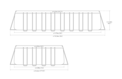 Каркасний басейн Intex 26378 (132*488*975 см. об'єм: 54368 л. пісочн.фільтр-насос 10000 л/г. хлороген. 11г/г, драбина,тент,підстилка,сітка,Ultra XTR) фото 8