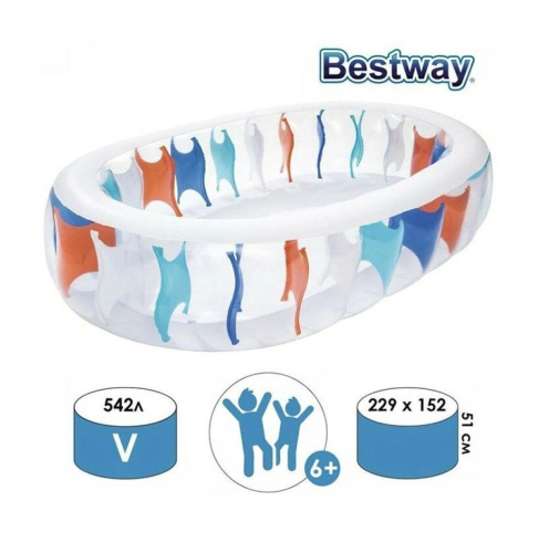 Дитячий надувний басейн BestWay 54066 (152*229 см, ↑51 см, об'єм: 542 л, ненадувне дно, серія: Play Pool) фото 5
