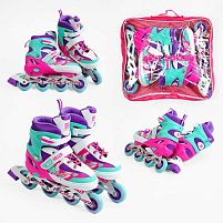 Ролики 54704-L Best Roller /розмір 38-42/ колір – ФІОЛЕТОВИЙ колеса PU, ПЕРЕДНЄ КОЛЕСО СВІТЛО, устілка 24.5-26.5 см, d колес – 7 см, в сумці