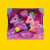 Набір поні 907-10 2 фігурки, гумові, обертається голова, аксесуари, в коробці