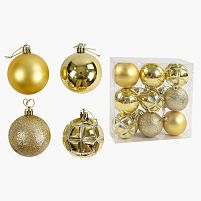 Новорічні прикраси C 67545 кульки, 9 штук, D = 6 см, в слюді