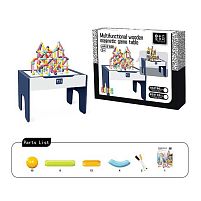 Конструктор магнітний XC-B 28 32 деталі, дерев’яний стіл 55х38х39 см, двостороння дошка для малювання, маркери, в коробці