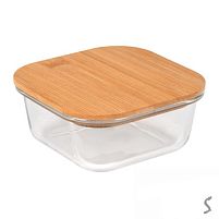 Контейнер скло з бамбуковою кришкою "Square" 15.5*15.5*6.5см 700мл Stenson R35699-M