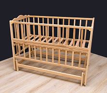 Ліжечко дитяче "Анастасія-2" шарнір-підшибник з відкидною боковиною, бук (Натуральна)