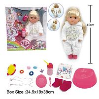 Пупс BLS 024 H висота 45см, плаче сльозами, знімний одяг, шарнірні суглоби, аксесуари, ходить на горщик, п’є з пляшечки, рухливі кінцівки, може с