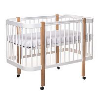 Ліжечко дитяче БУК "Світанок" колір біло-натуральний, без шухляди DS-9011 маятниковий механізм