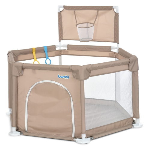 Намет-манеж Bambi MR 1340-BG (63*138*121 см, тканина: Oxford 150D, баскетбольне кільце Ø20см, 2 ручки, вхід із застібкою-блискавкою, поліестер, беж.)