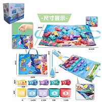 Риболовля 028-3 текстильна основа, рибки, вудка на липучках, чашечки, сортер, в коробці