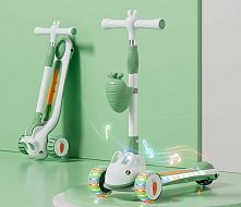 Самокат-беговел триколісний Skyper RB-0693/62 (колеса: передні Ø4,92"/заднє Ø3,15"/PU, рама: пластик/складна, підсвітка, музика, кошик, до 40 кг)