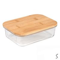 Контейнер скло з бамбуковою кришкою "Rectangle" 17*13*6см 600мл Stenson R36331-M