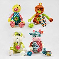 М`яка іграшка M 16308 4 види, тваринка, техніка печворк, висота 31 см, ВИДАЄТЬСЯ ТІЛЬКИ МІКС ВИДІВ