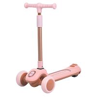 Самокат триколісний iTrike 2024-pink (колеса: передні Ø4.7"/PU/заднє Ø3,15"/PU, рама: пластик, підсвітка, до 25 кг)