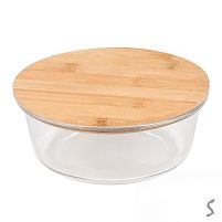Контейнер скло з бамбуковою кришкою "Round" 15*6.5см 600мл Stenson R35694-M