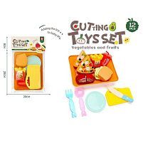 Продукти на липучці 2207 A6 кошик, дошка та ніж для “нарізання”, тарілка, ложка, вилка, в пакеті