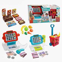 Касовий апарат 66106 2 кольори, калькулятор, підсвічування, звук, продукти, кошик, гроші, в коробці