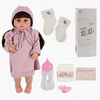Лялька XBY 6615 звуки, висота 52 см, гумова, пляшечка, памперс, соска, шапочка, шкарпетки, в коробці