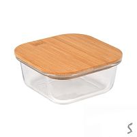 Контейнер скло з бамбуковою кришкою "Square" 13.5*13.5*6см 500мл Stenson R35699-S