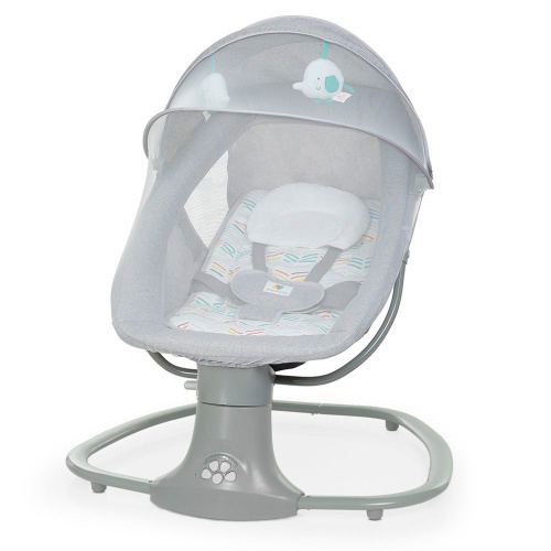 Крісло-шезлонг для немовлят з електро-заколисуванням Mastela 8104 Light Grey (механізм гойдання: поворотний, 3в1, 5 швидкостей, USB, BT, пульт) фото 3