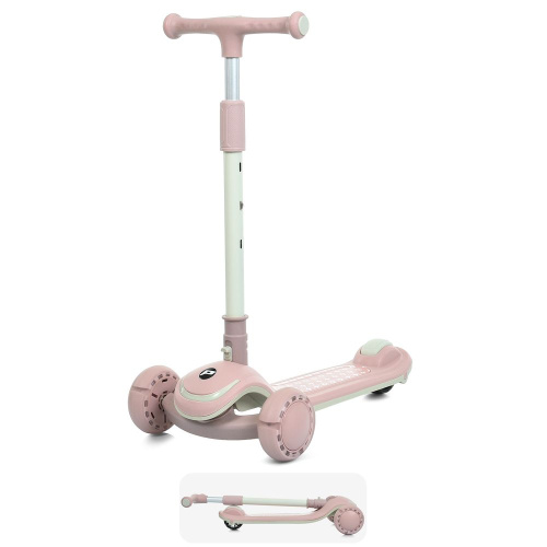 Самокат триколісний iTrike JR3-128-P (колеса: передні Ø4,7"/заднє Ø3,5"/PU, підсвітка, музика, гальмо: ножне/заднє, висота керма: 65-78 см)