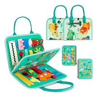 Логічна папка 25011 фетр, циферблат, назви динозаврів англійською, цифри, блискавка, шестерні, ремінці, липучки, в пакеті