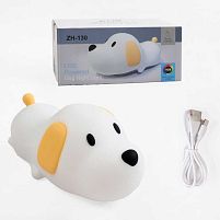 Нічник C 71562 “Песик”, розмір - 15х9х7 см, матеріал — силікон; 3 режими інтенсивності підсвічування, таймер, USB - кабель, в коробці