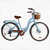 Велосипед міський Corso SN-28516 «Sonata» (колеса: Ø28", рама: 18"/сталева, 7 швидкостей, гальма: заднє/передне, багажник, кошик на кермі)