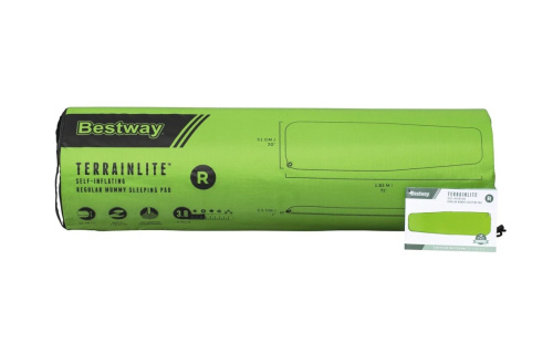 Килимок самонадувний BestWay 69620 «Terrainlite» (2,5*51*183 см, одномісний, мішок для зберігання, підходить для холодної погоди, до 150 кг) фото 4