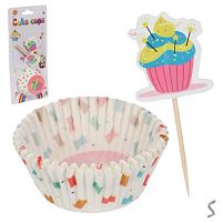 Формочки паперові для кексів з топерами "Cupcake" 11см 24шт/уп Stenson R37982-5