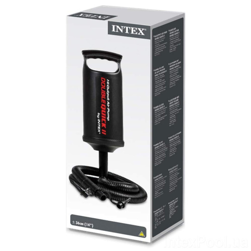 Насос ручний Intex 68614 «Double Quick II Hand Pump» (об'єм: 1,7 L., висота: 29 см., 3 насадки, шланг 1 м., надування/зування) фото 5