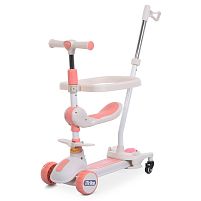 Самокат-беговел триколісний iTrike JR3-186-P (колеса: передні Ø4,33"/заднє Ø3,15"/PU, рама пластик/складна, сидіння, бампер, батьк. ручка, до 25 кг)