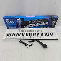 Синтезатор TX 611 B 61 клавіша, мікрофон, регулювання гучності, мелодії, запис та відтворення звуків, працює від мережі та батарейок, USB-кабель,