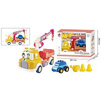 Спецтехніка A 88029 інерція, підсвічування, звуки, парогенерація, рухомі елементи, конструктор, 1 машинка-конструктор, на батарейках, в коробці